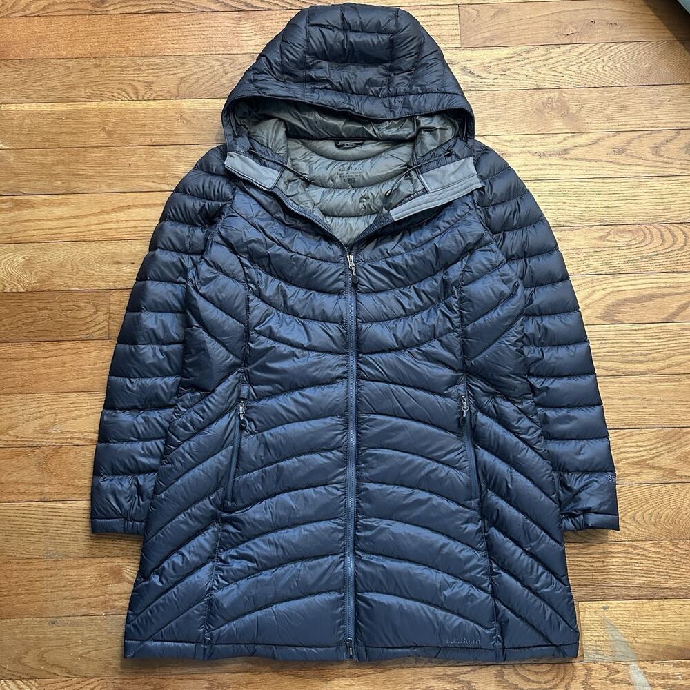 Ll Bean Ultralight 850 Goose Down Downtek Long Parka Hooded Jacket Large